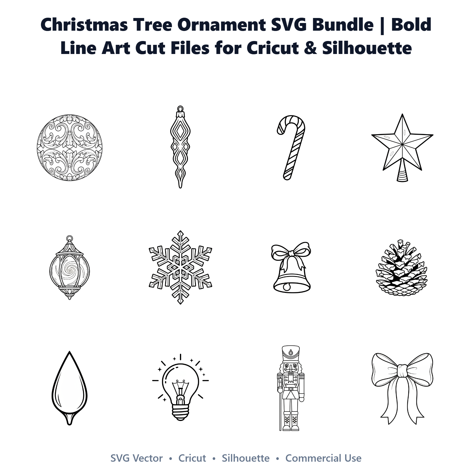 Christmas Tree Ornament SVG Bundle - 12 Designs for Cricut & Silhouette
