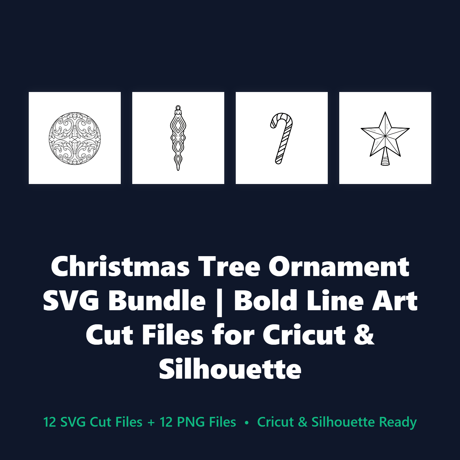 Christmas Tree Ornament SVG Bundle - 12 Designs for Cricut & Silhouette