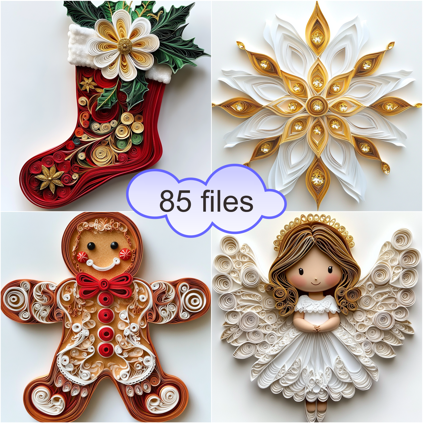 Christmas Clipart Paper Quilling Art for card decorations