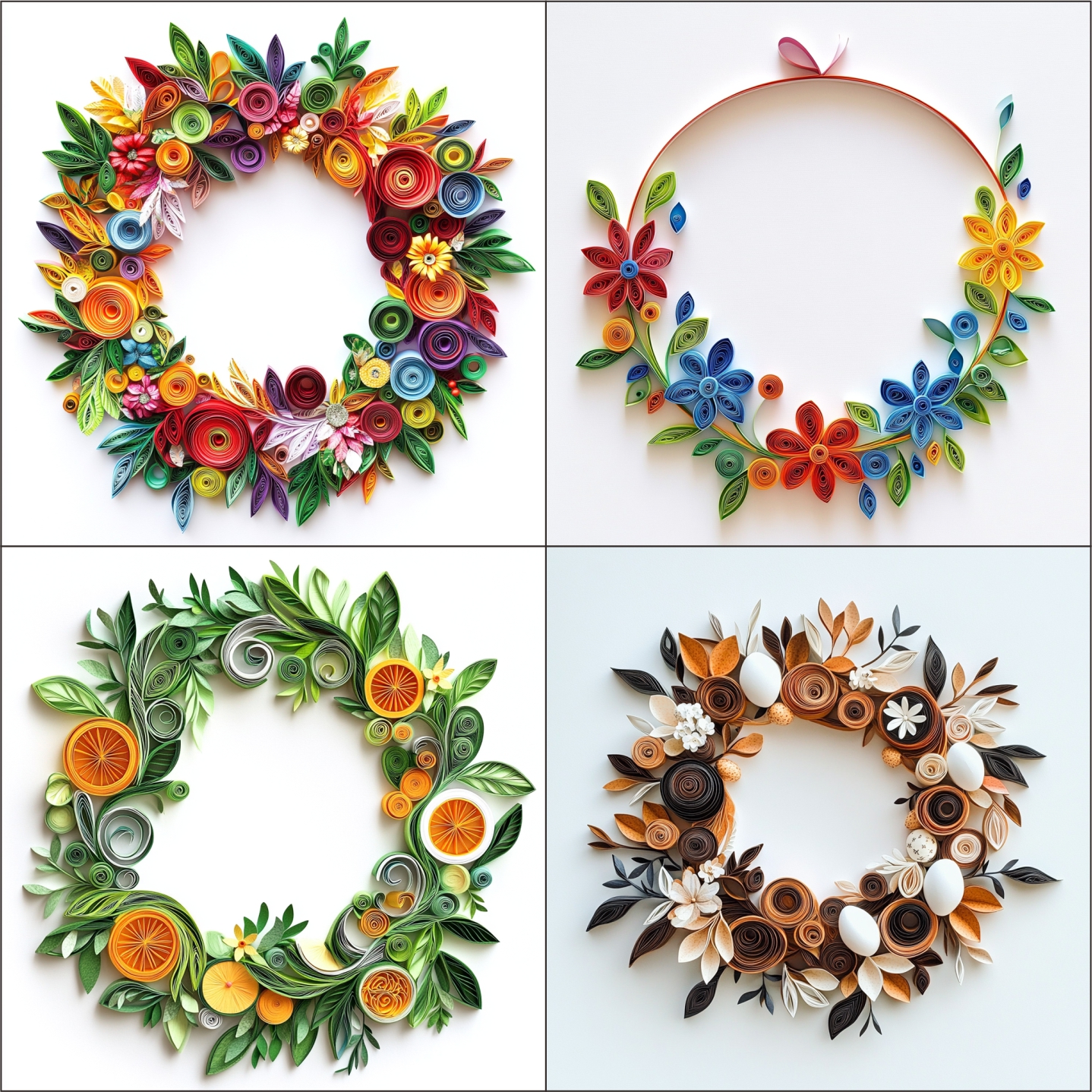Christmas Wreath Unique Clipart Paper Quilling Art
