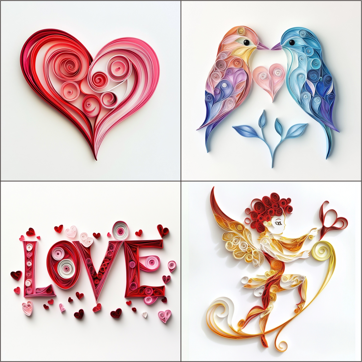 Valentines Decoration Clipart Paper Quilling Art for card decorations
