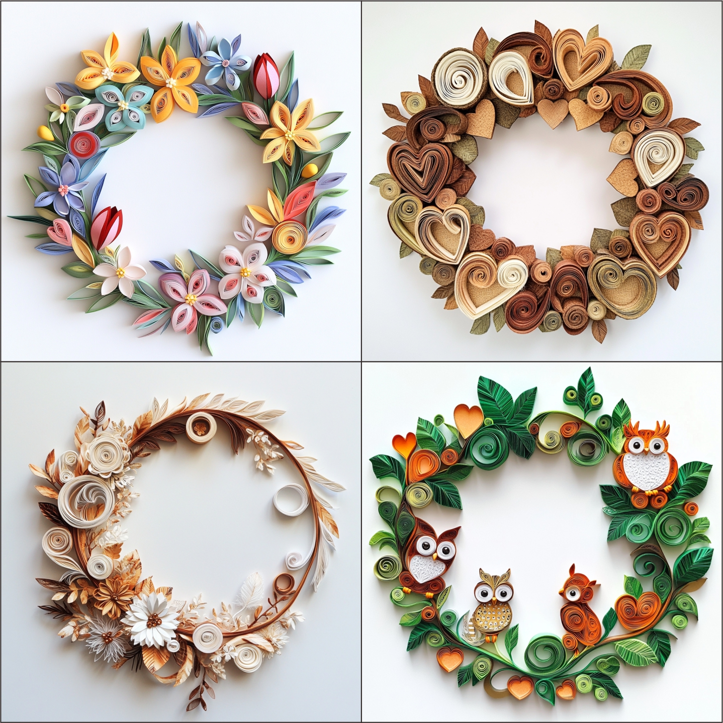 Christmas Wreath Unique Clipart Paper Quilling Art