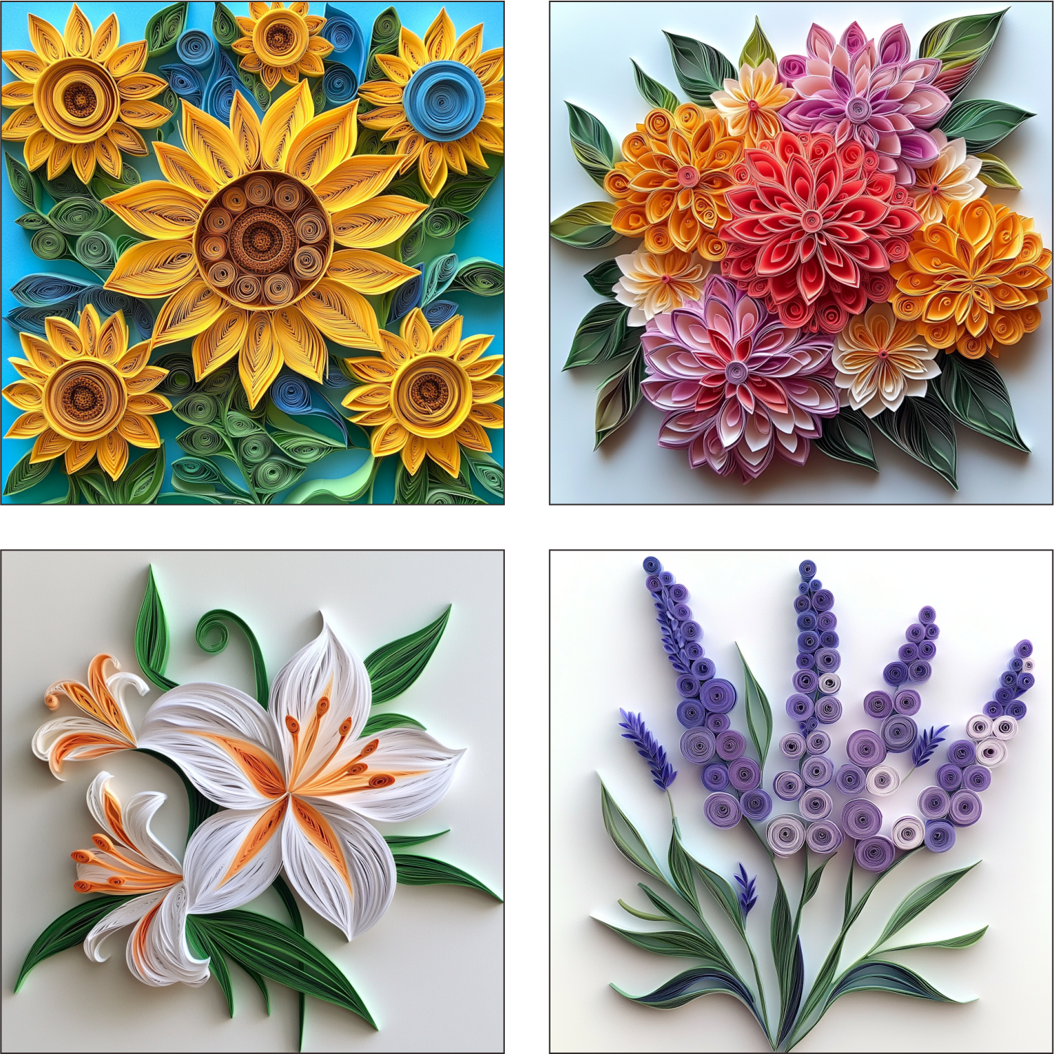 Flowers Clipart Paper Quilling Art for decorations
