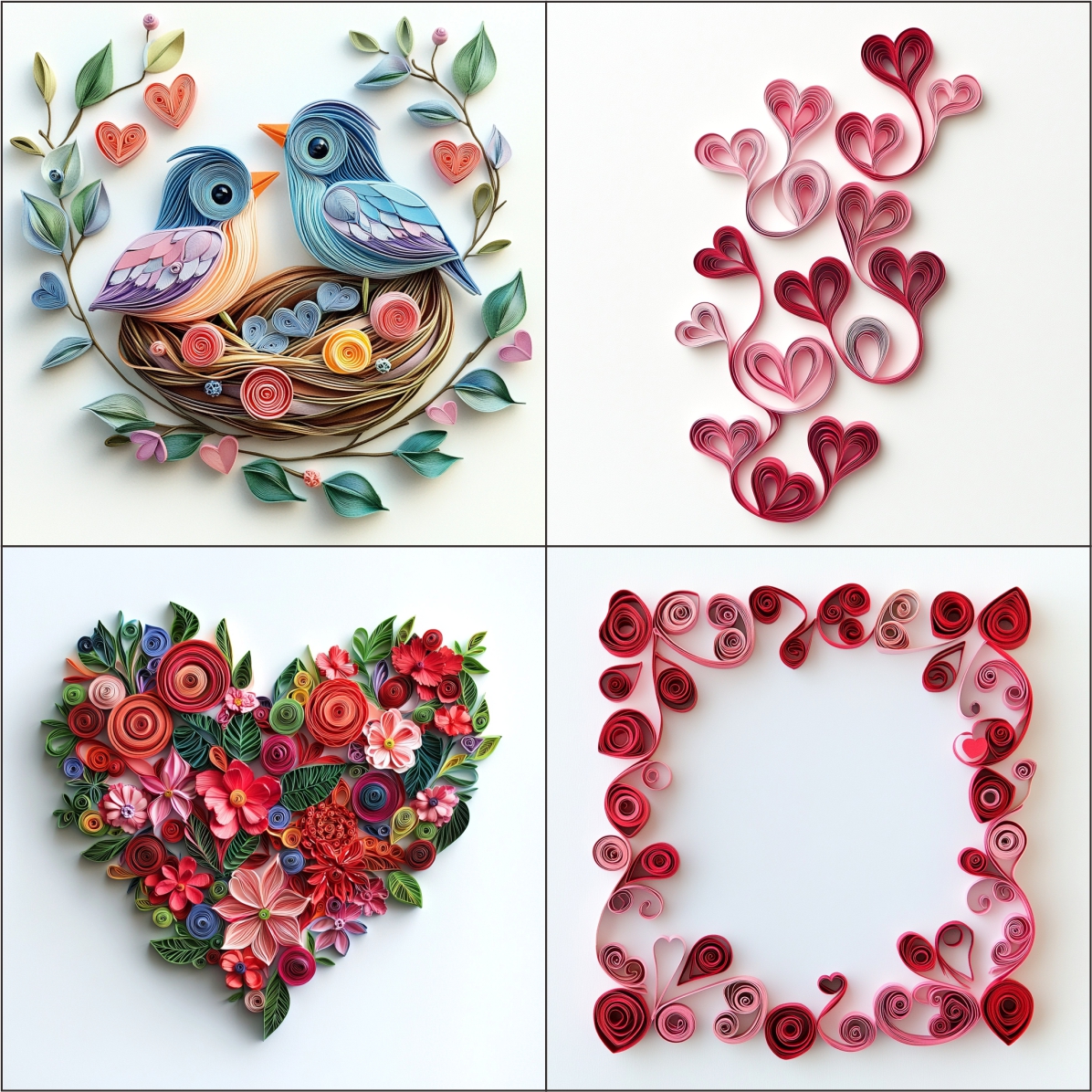 Valentines Decoration Clipart Paper Quilling Art for card decorations