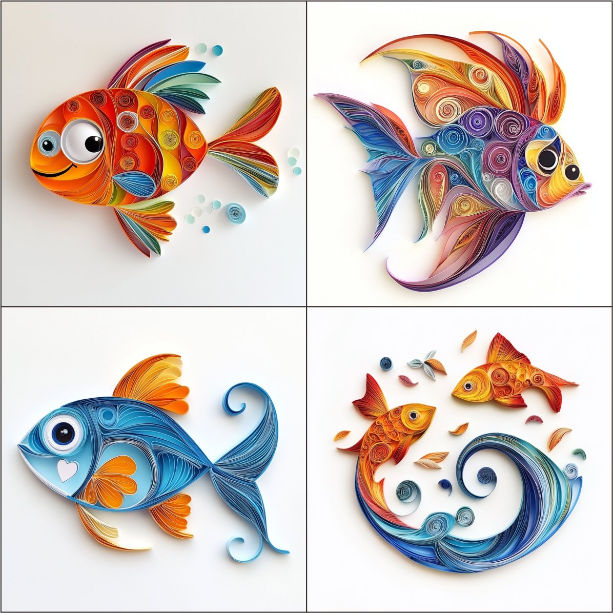 Fish Clipart Paper Quilling Art for card decorations