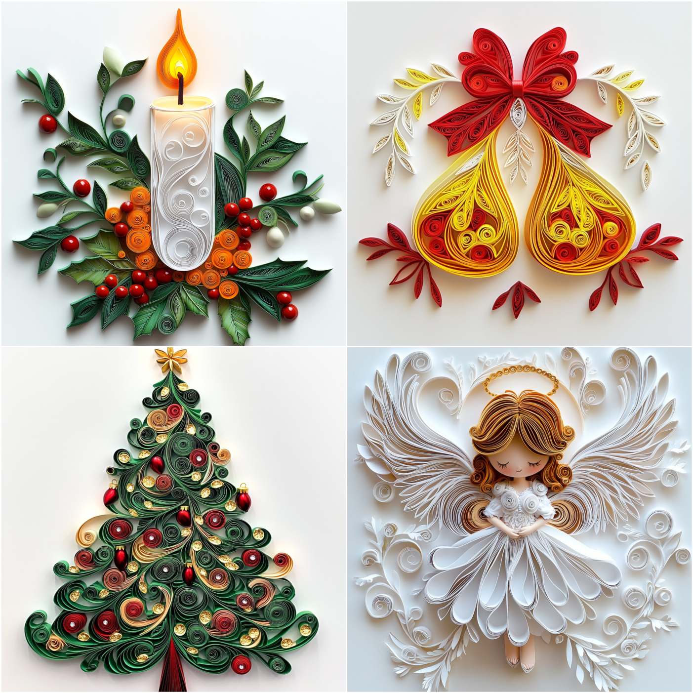 Christmas Clipart Paper Quilling Art for card decorations