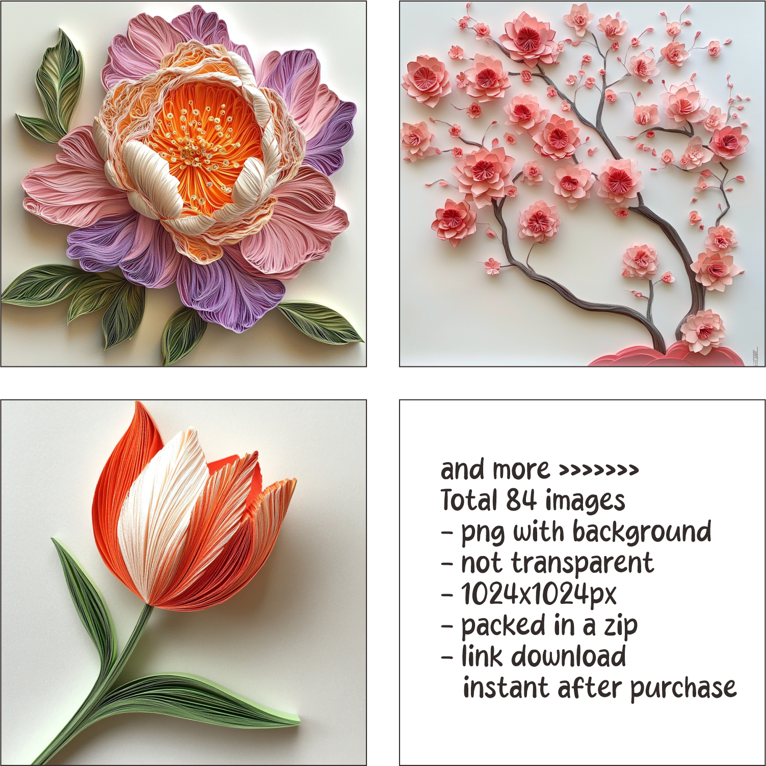 Flowers Clipart Paper Quilling Art for decorations
