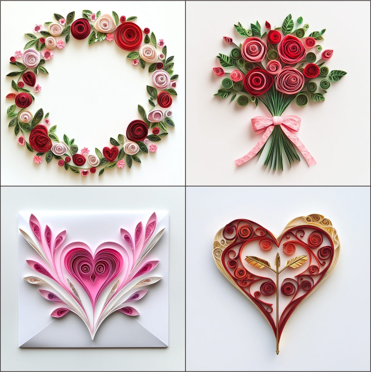 Valentines Decoration Clipart Paper Quilling Art for card decorations