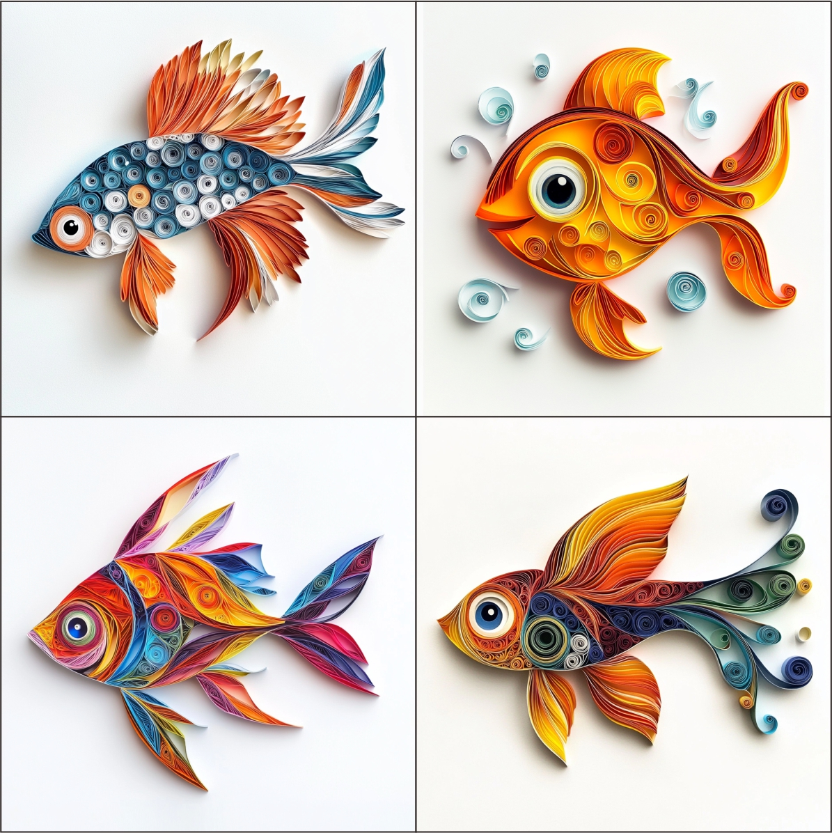 Fish Clipart Paper Quilling Art for card decorations