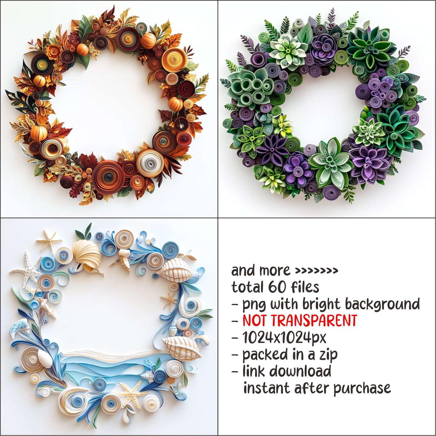 Christmas Wreath Unique Clipart Paper Quilling Art