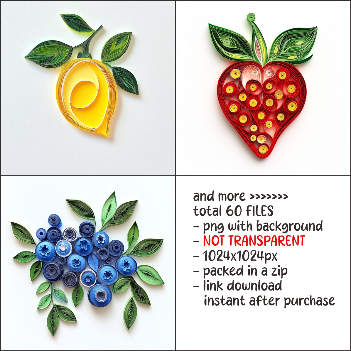 Fruits Decoration Clipart Paper Quilling Art for card decorations