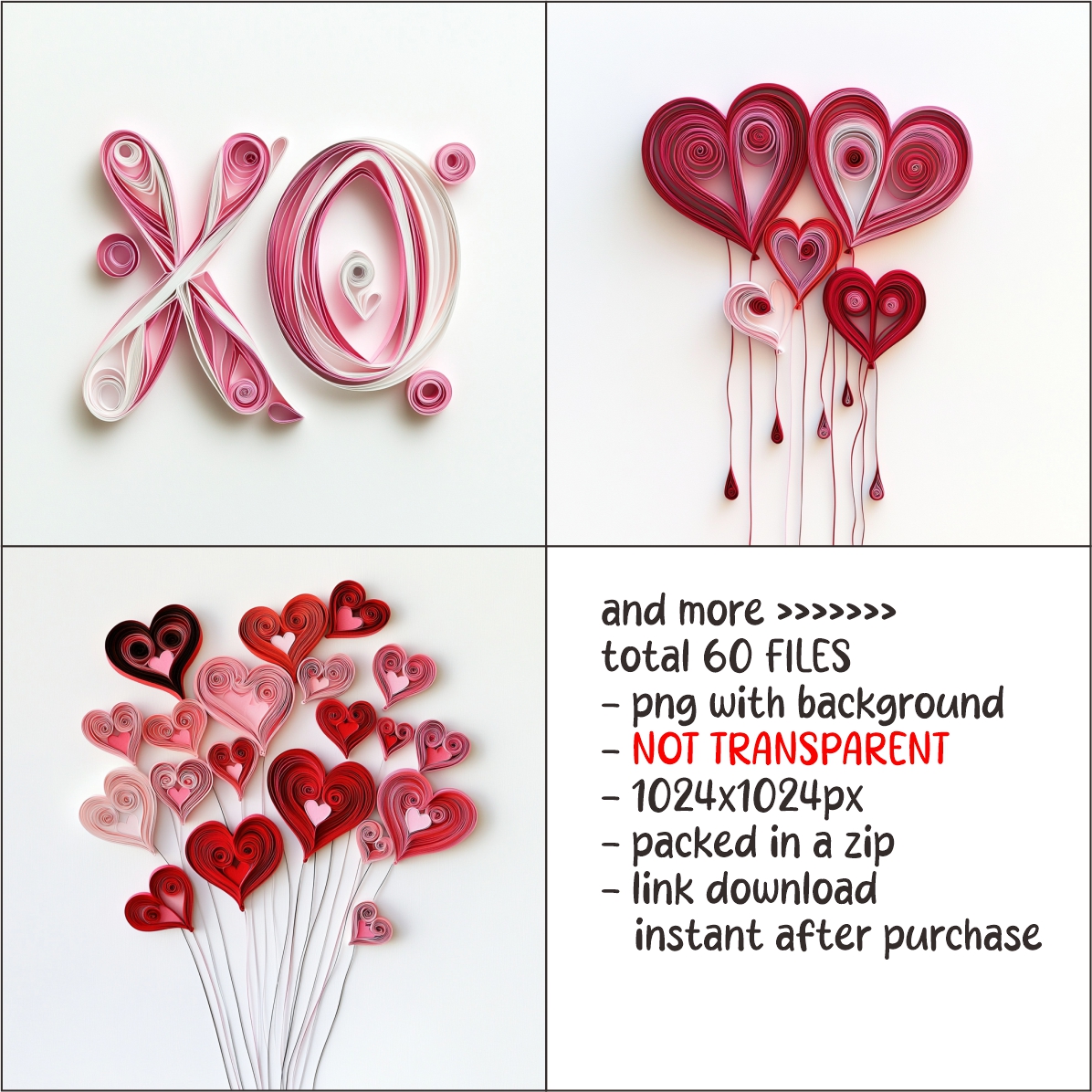 Valentines Decoration Clipart Paper Quilling Art for card decorations