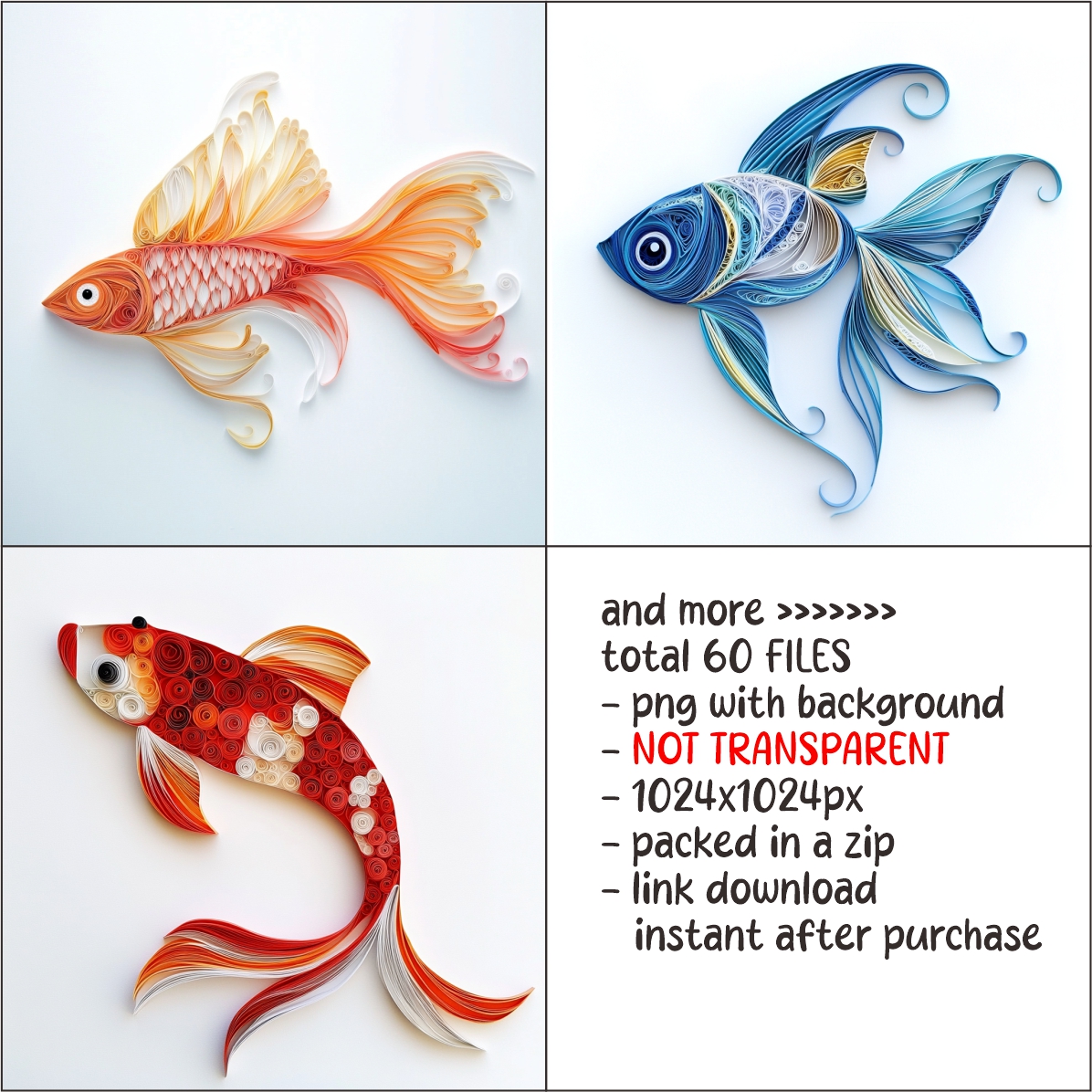 Fish Clipart Paper Quilling Art for card decorations