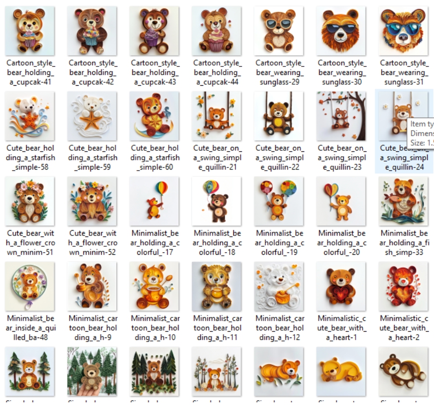Cute Bear Clipart Paper Quilling Art for card decorations