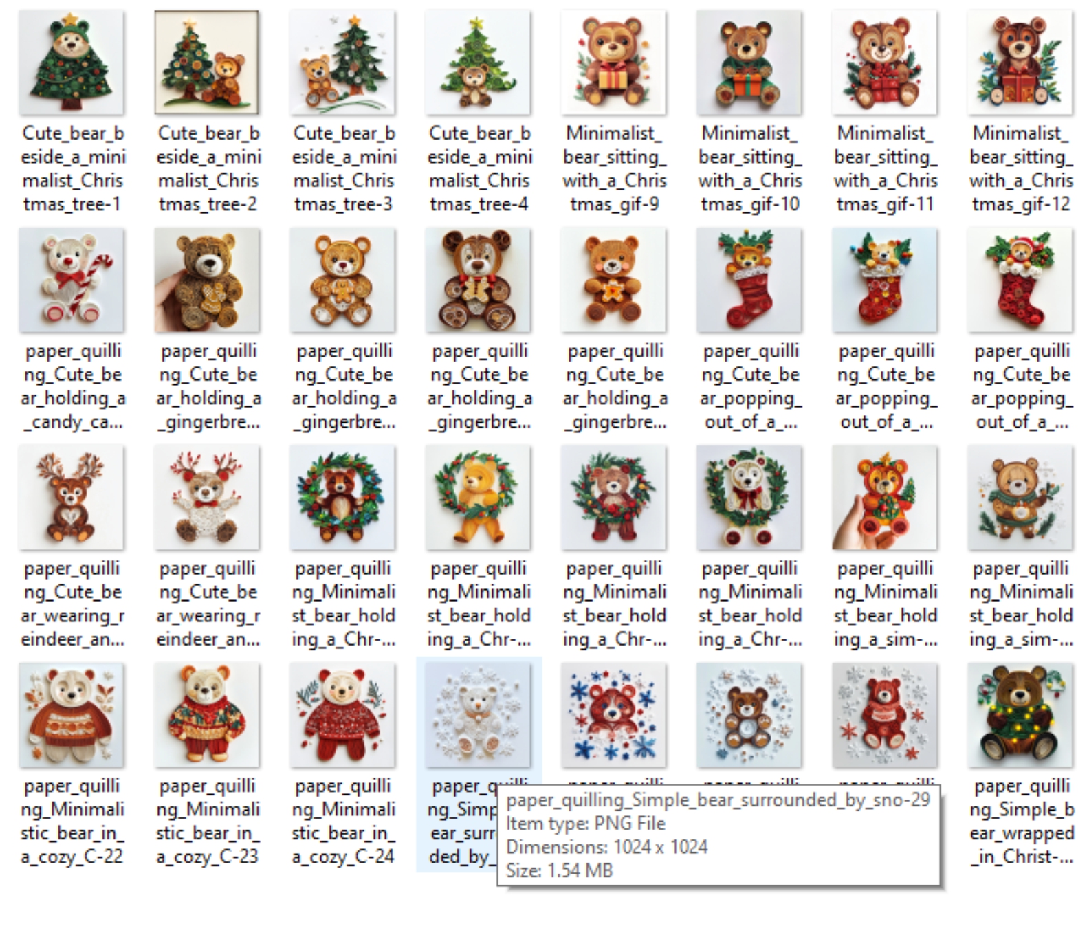 Cute Bear in Christmas Clipart Paper Quilling Art