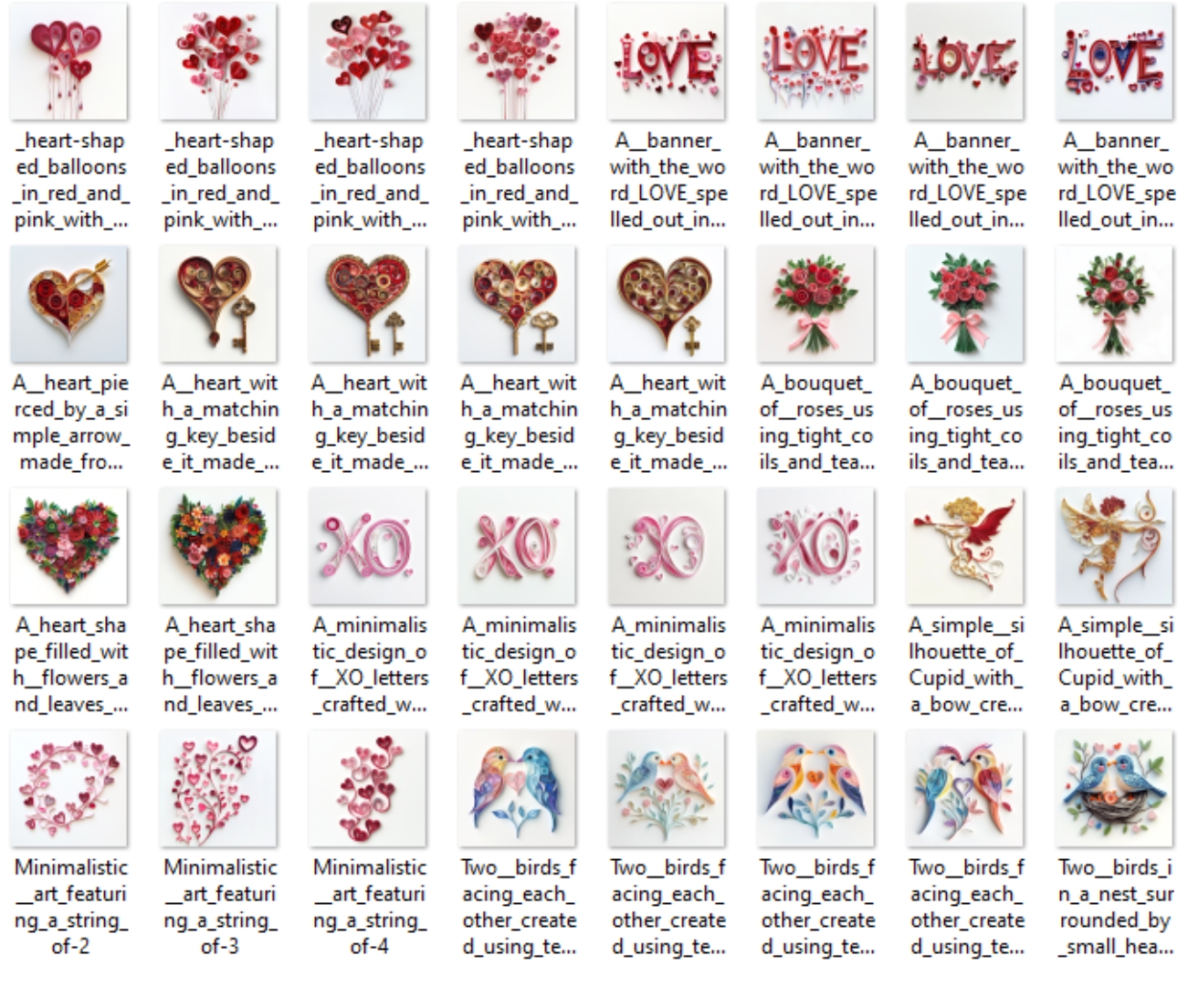 Valentines Decoration Clipart Paper Quilling Art for card decorations