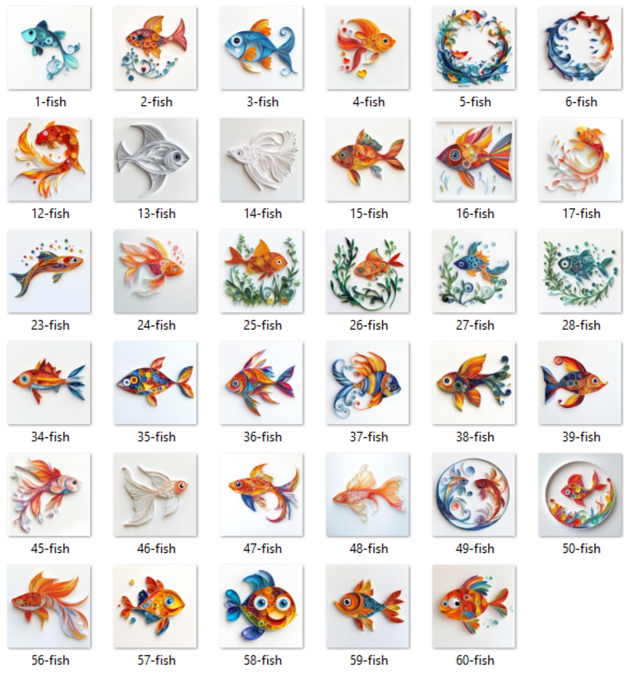 Fish Clipart Paper Quilling Art for card decorations