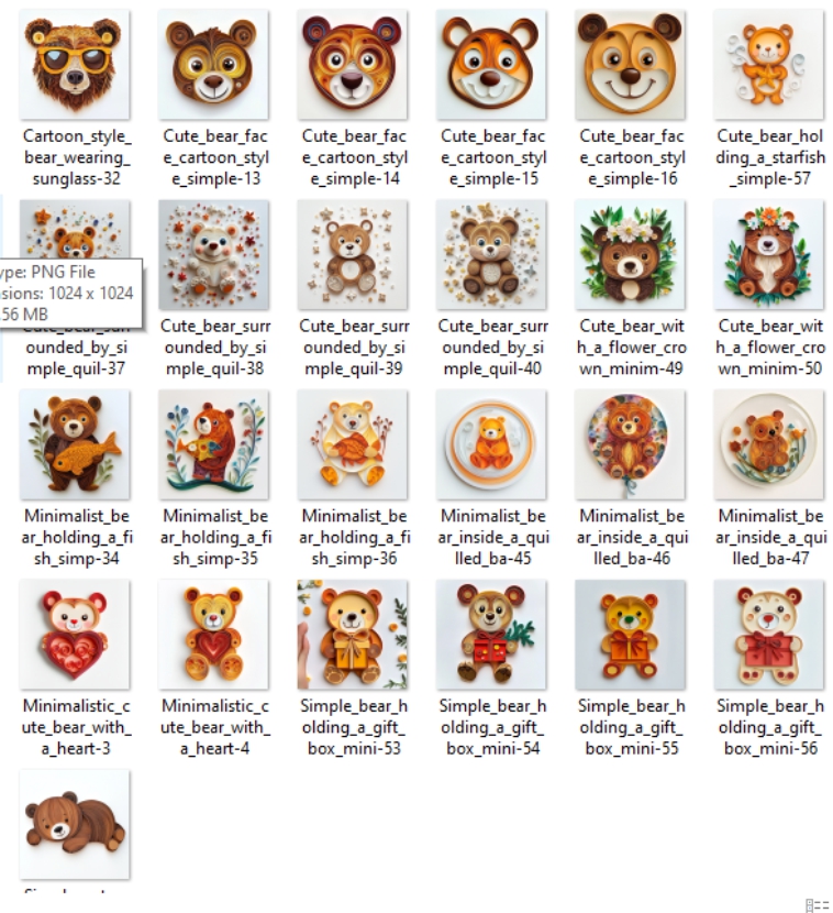 Cute Bear Clipart Paper Quilling Art for card decorations