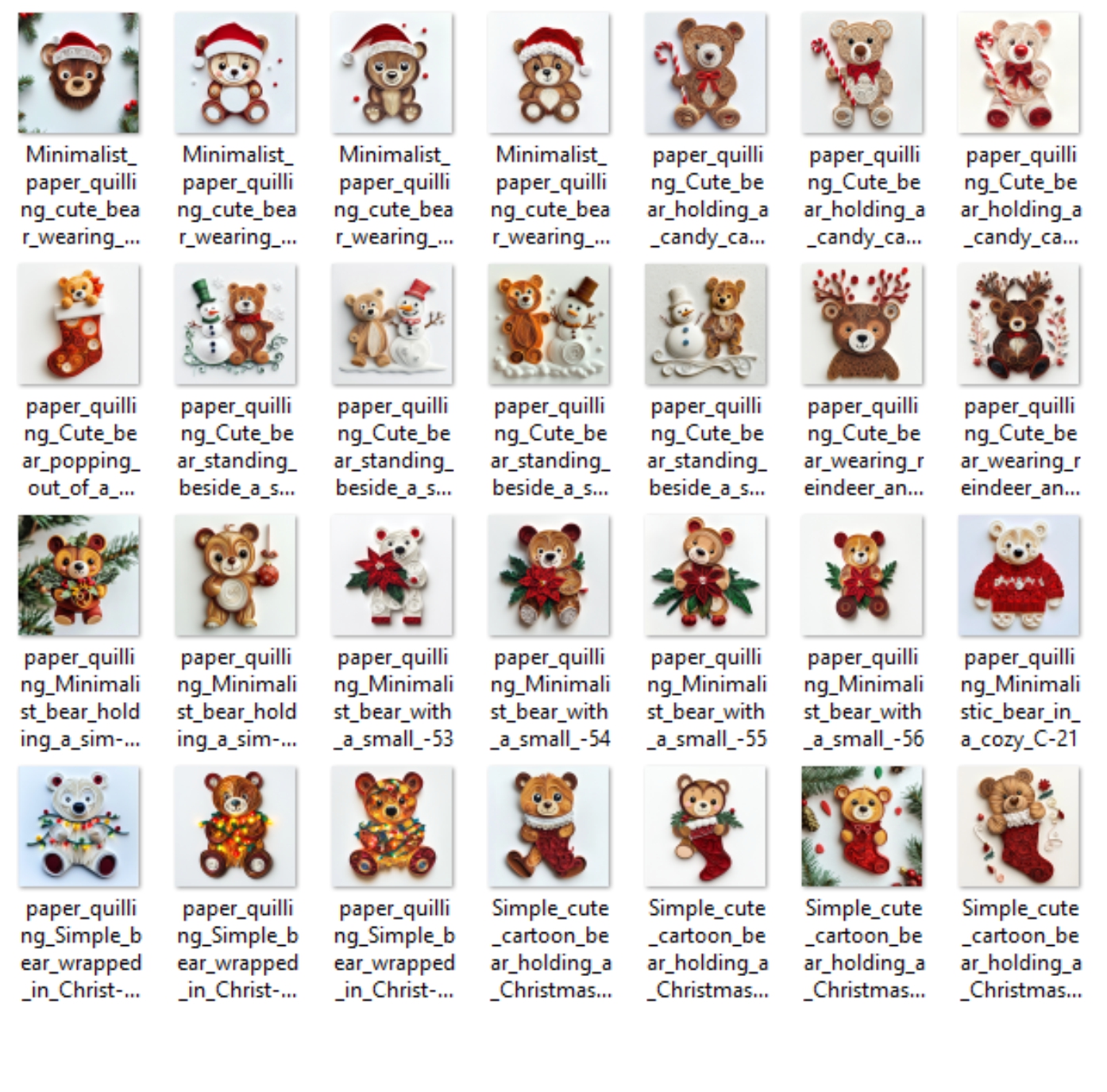 Cute Bear in Christmas Clipart Paper Quilling Art