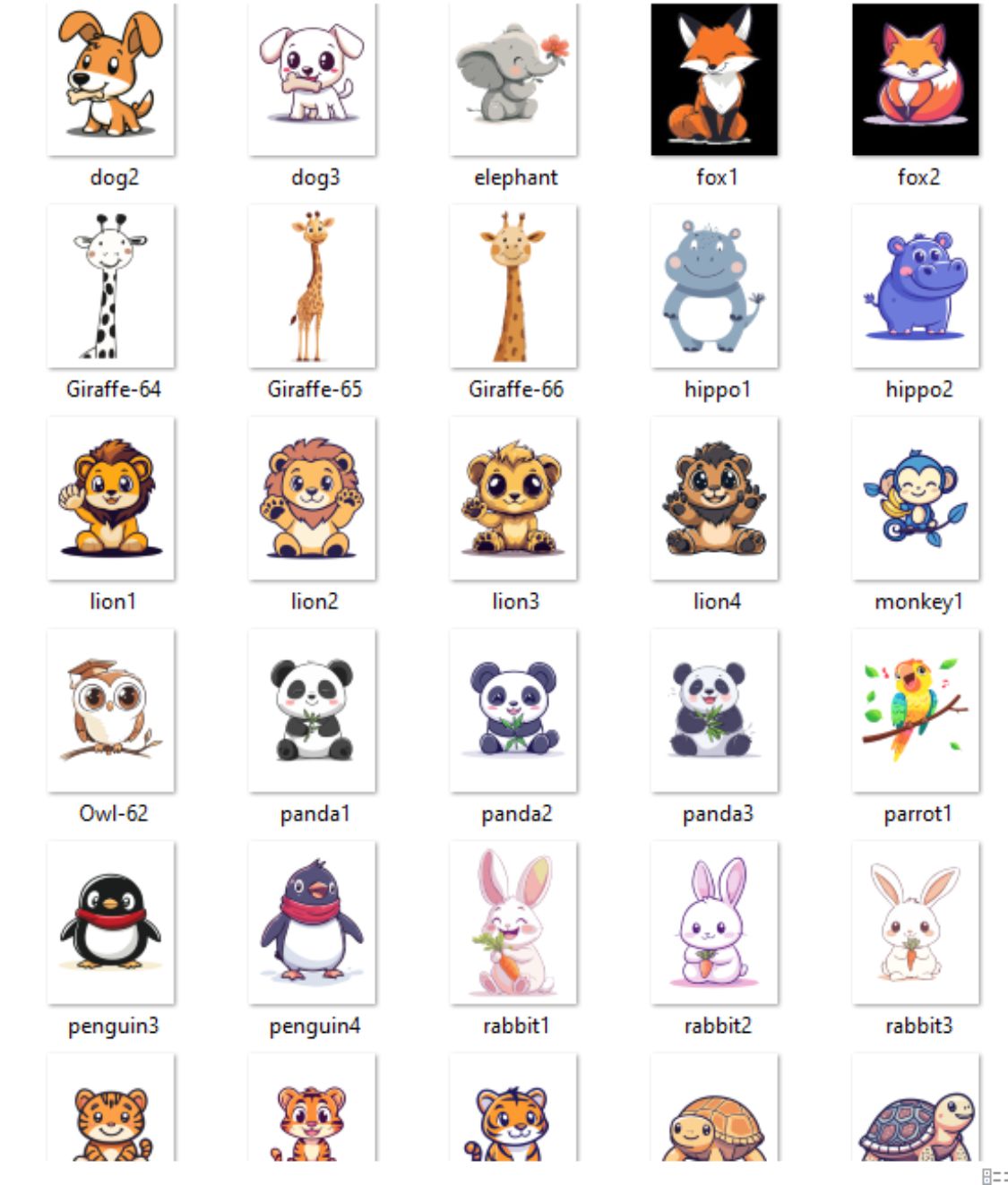 Cute Cartoon Animals Clipart Art Svg and Png Transparent card decorations