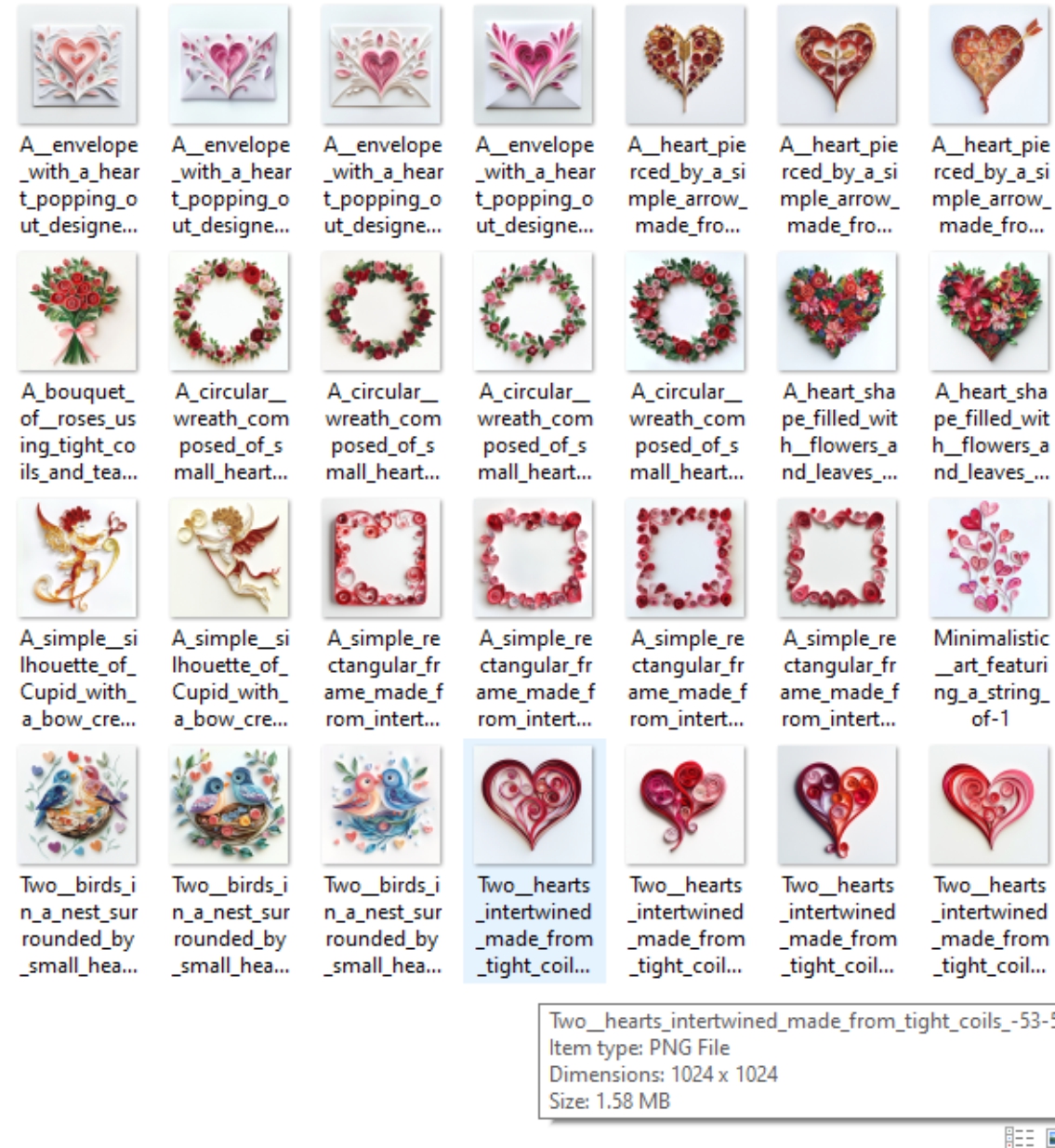 Valentines Decoration Clipart Paper Quilling Art for card decorations