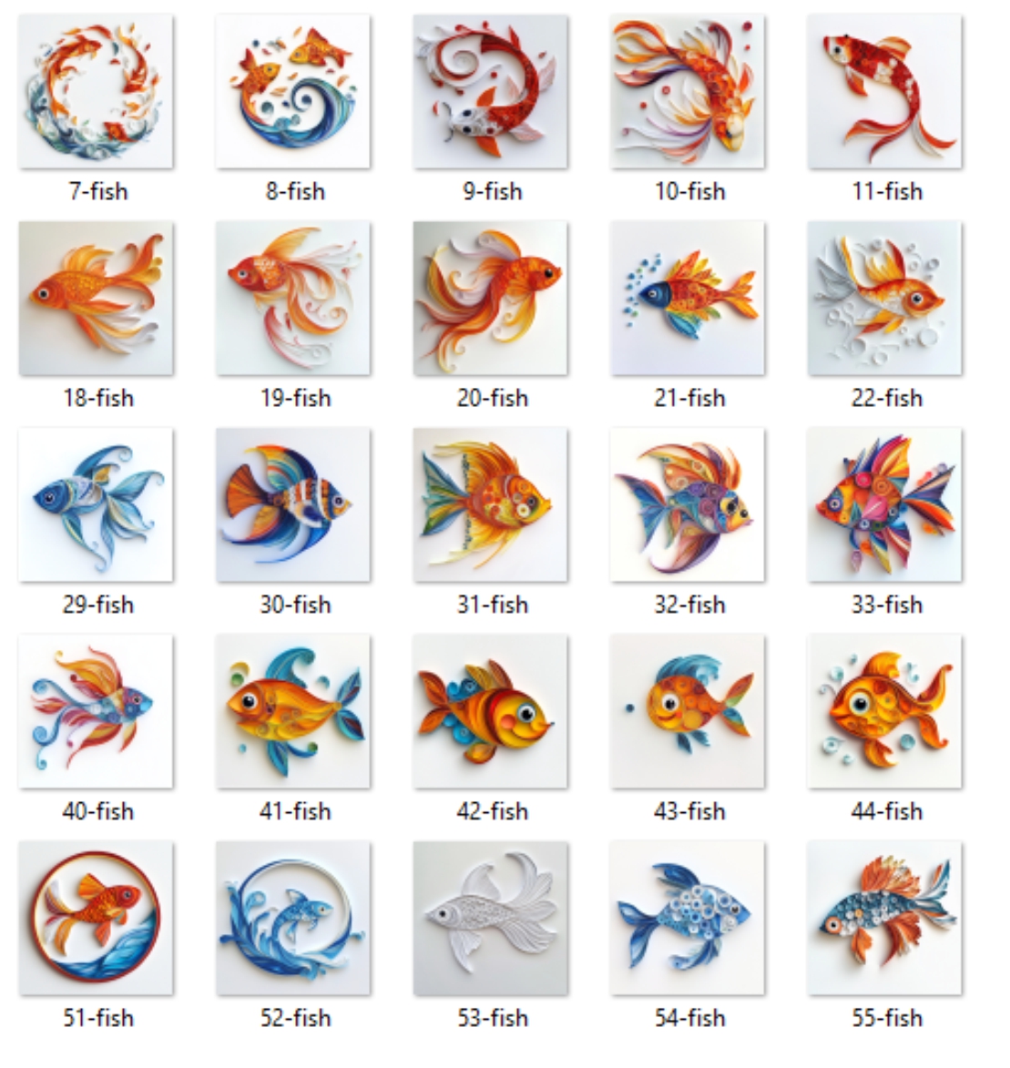Fish Clipart Paper Quilling Art for card decorations