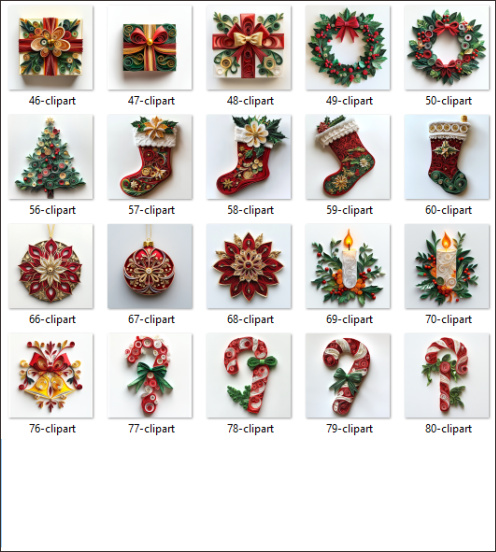 Christmas Clipart Paper Quilling Art for card decorations