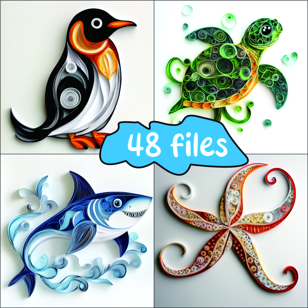 Cute Ocean Animal fish Clipart Paper Quilling Art