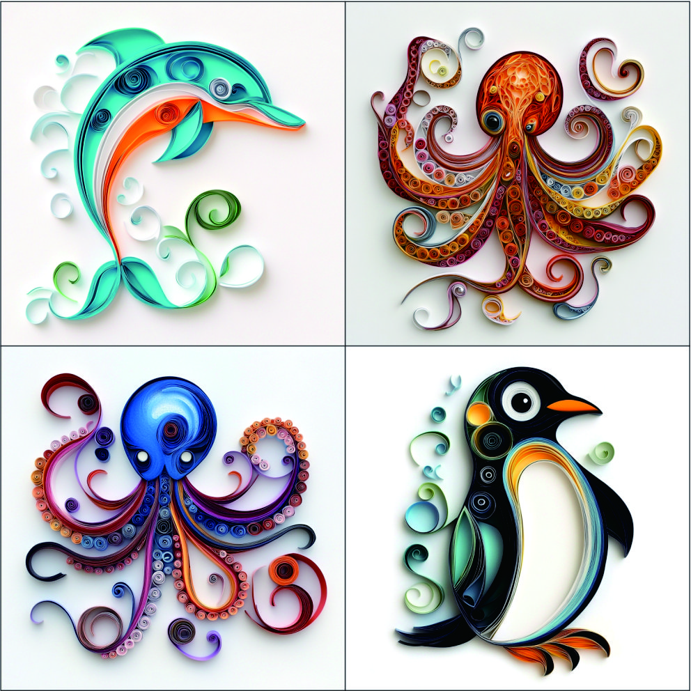Cute Ocean Animal fish Clipart Paper Quilling Art