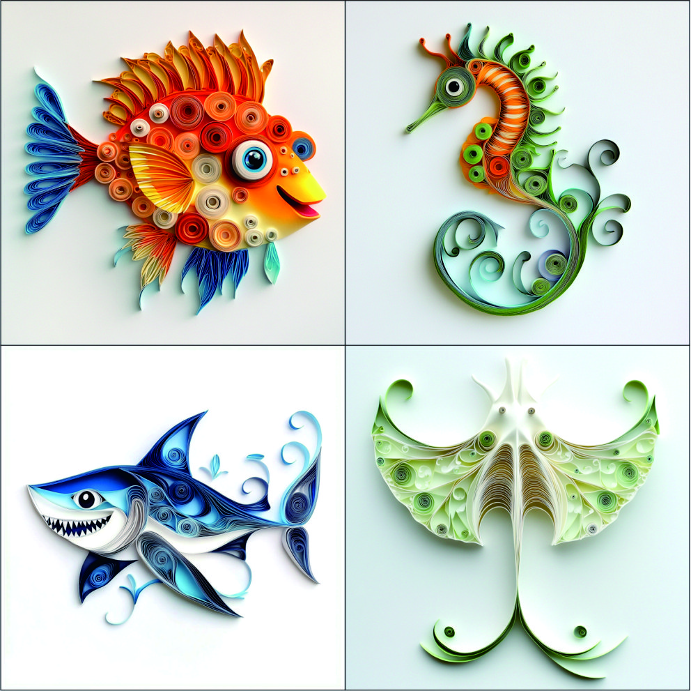 Cute Ocean Animal fish Clipart Paper Quilling Art