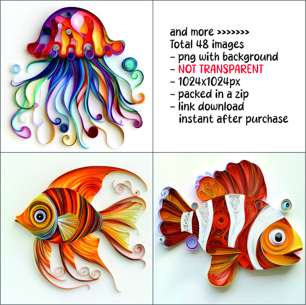 Cute Ocean Animal fish Clipart Paper Quilling Art
