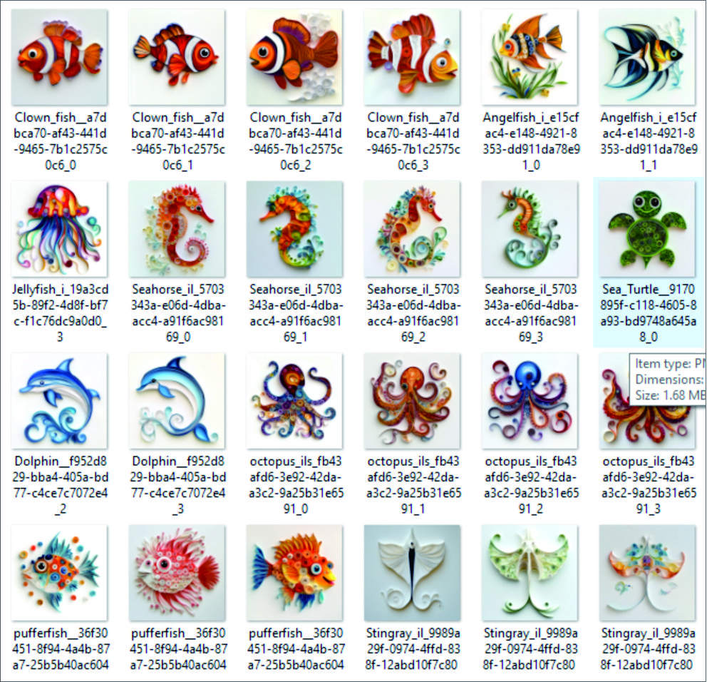 Cute Ocean Animal fish Clipart Paper Quilling Art