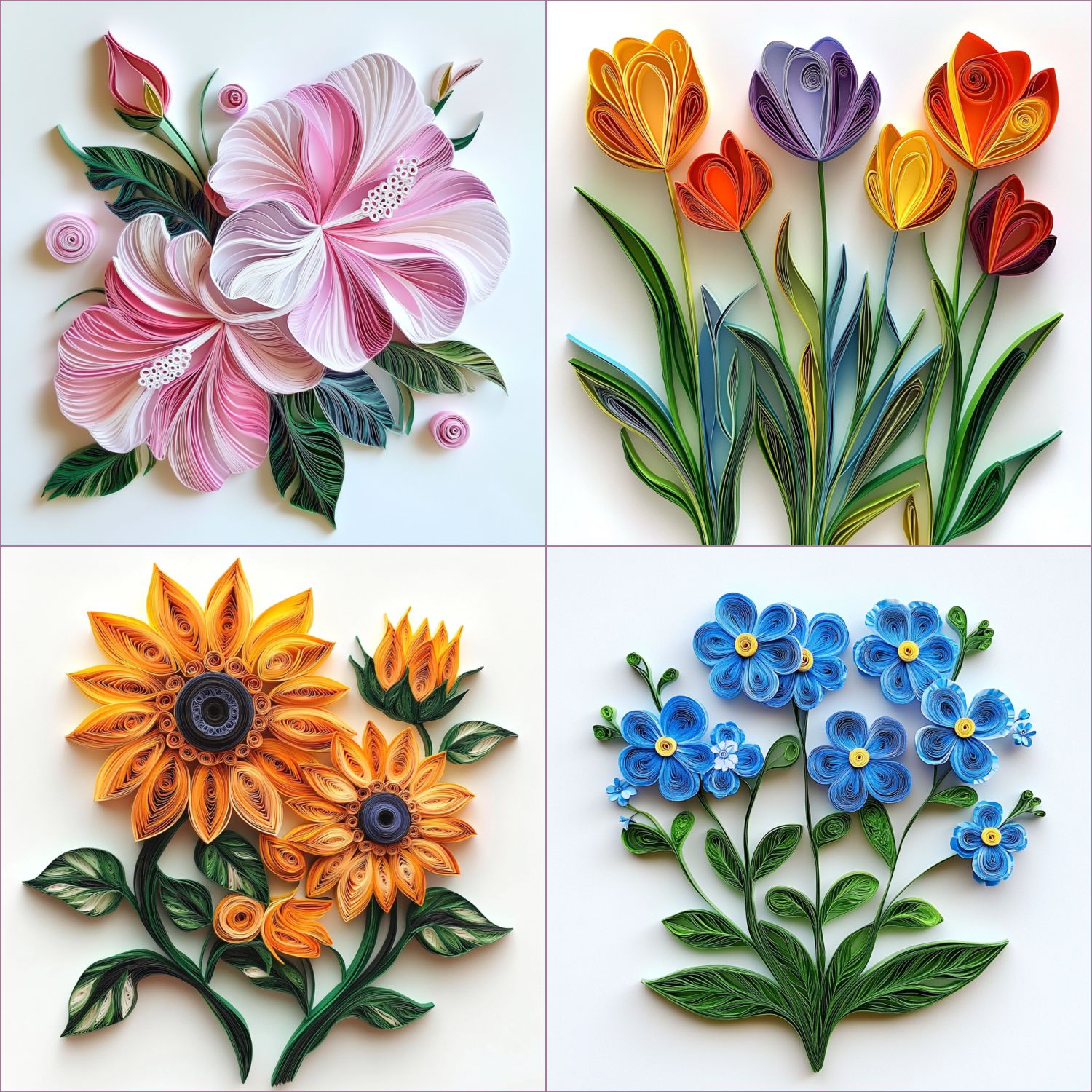 Paper Quilling Art Beautiful Flowers Clipart