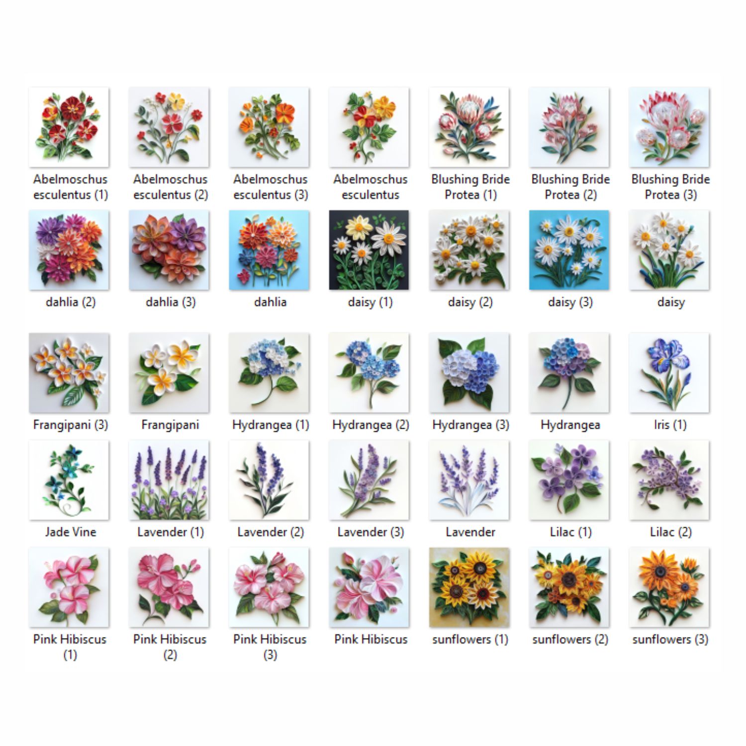 Paper Quilling Art Beautiful Flowers Clipart