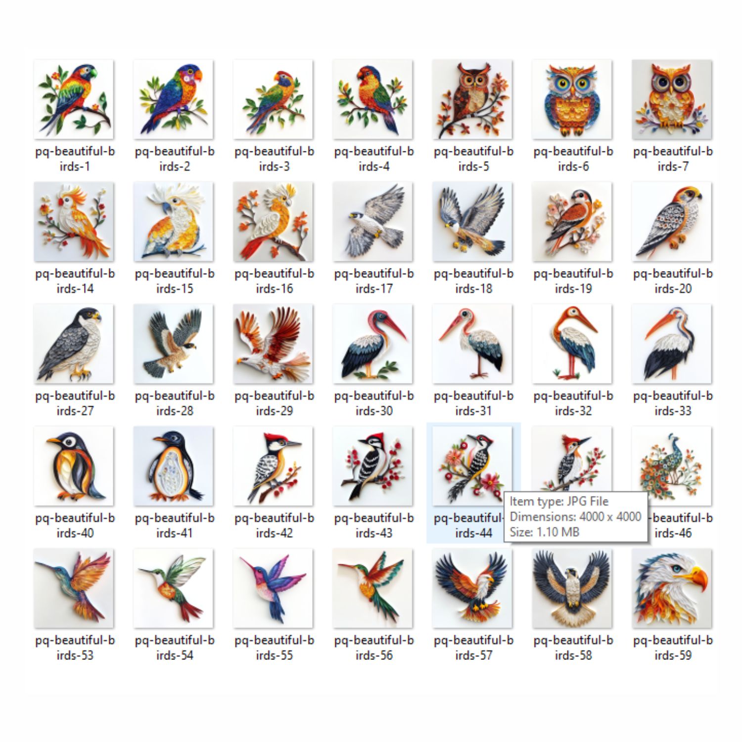 Paper Quilling Beautiful Birds Clipart