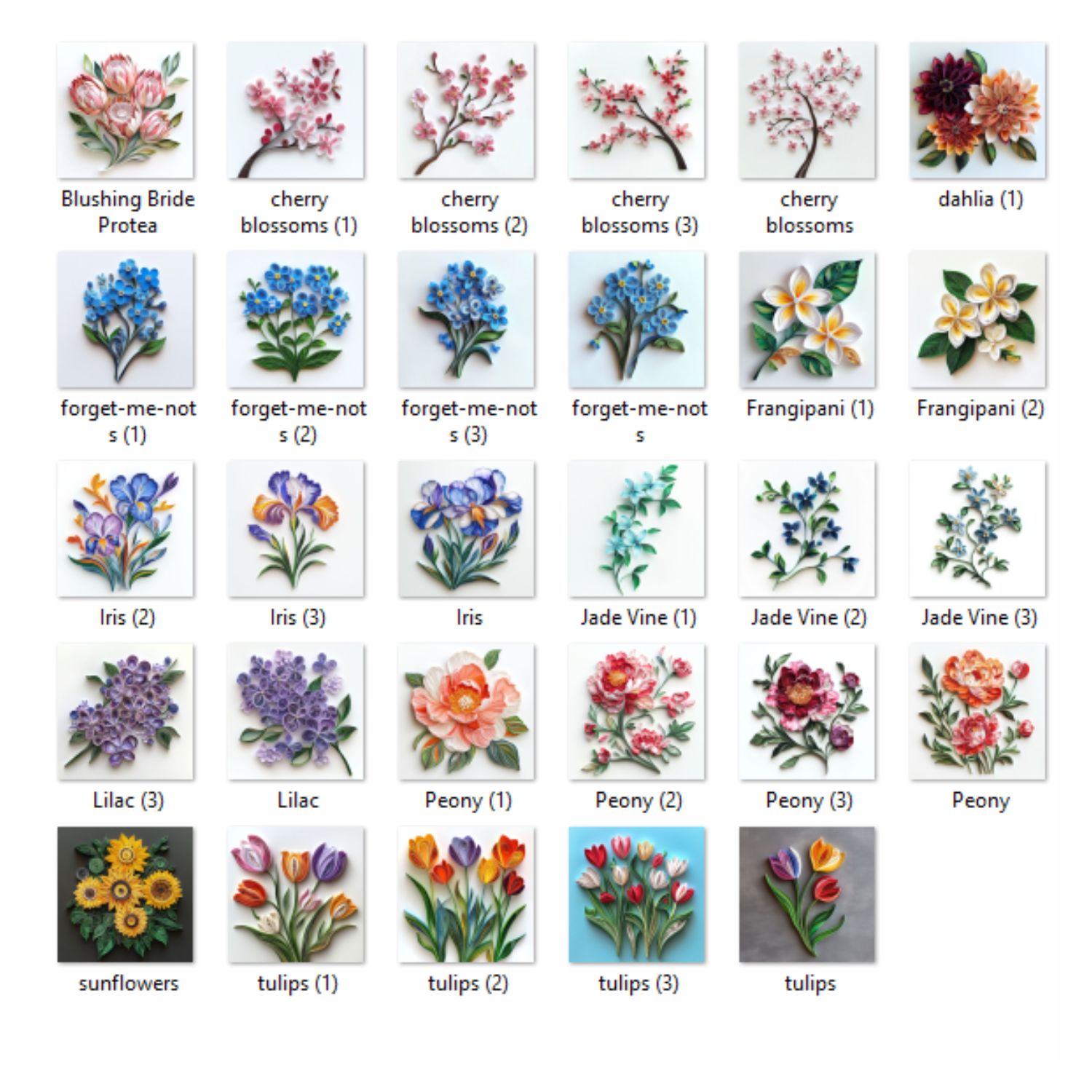 Paper Quilling Art Beautiful Flowers Clipart