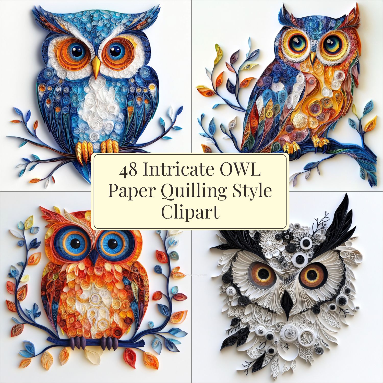 Beautiful OWL Paper Quilling Art Style card decorations