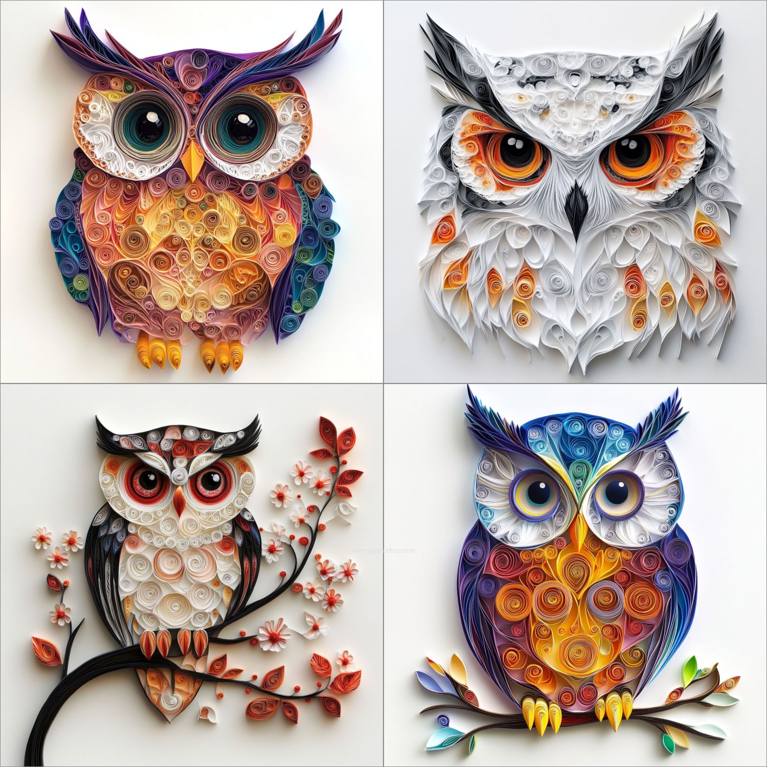 Beautiful OWL Paper Quilling Art Style card decorations