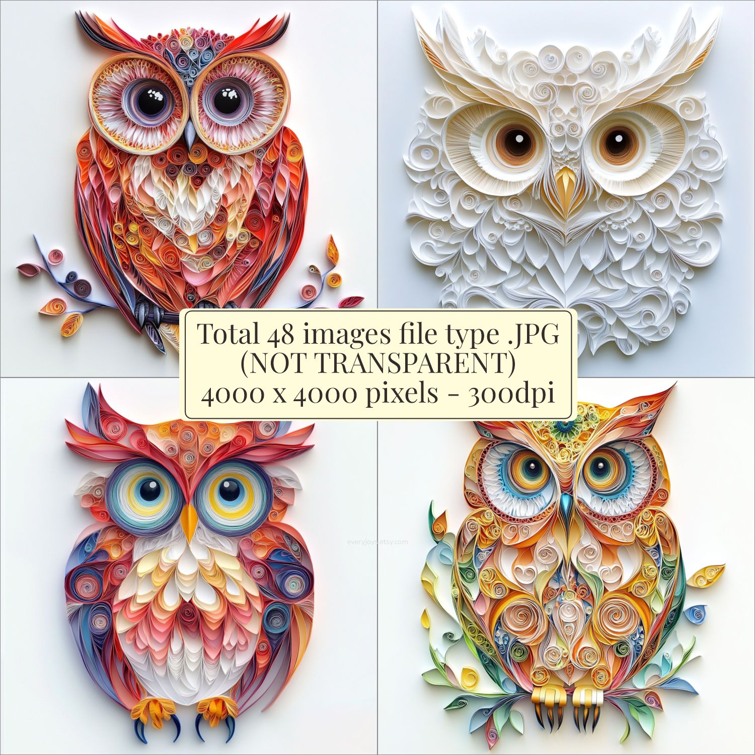 Beautiful OWL Paper Quilling Art Style card decorations
