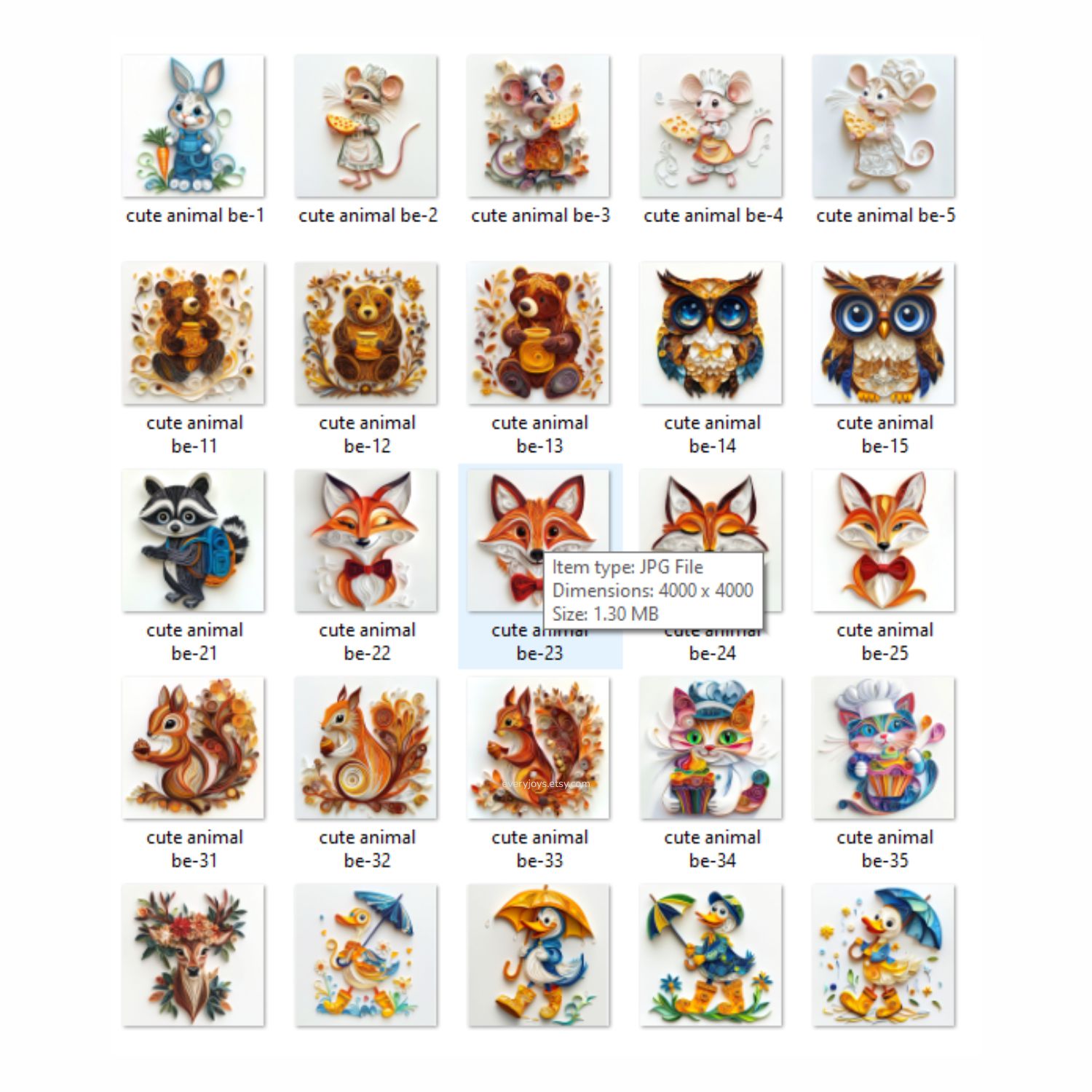 Cute Animal Behavior Paper Quilling Art Style card decorations