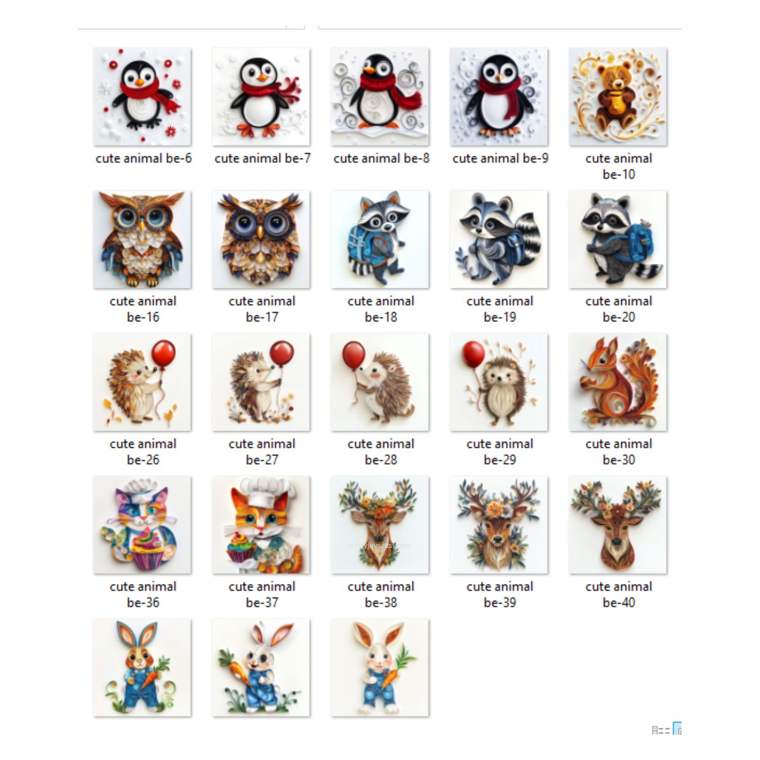 Cute Animal Behavior Paper Quilling Art Style card decorations
