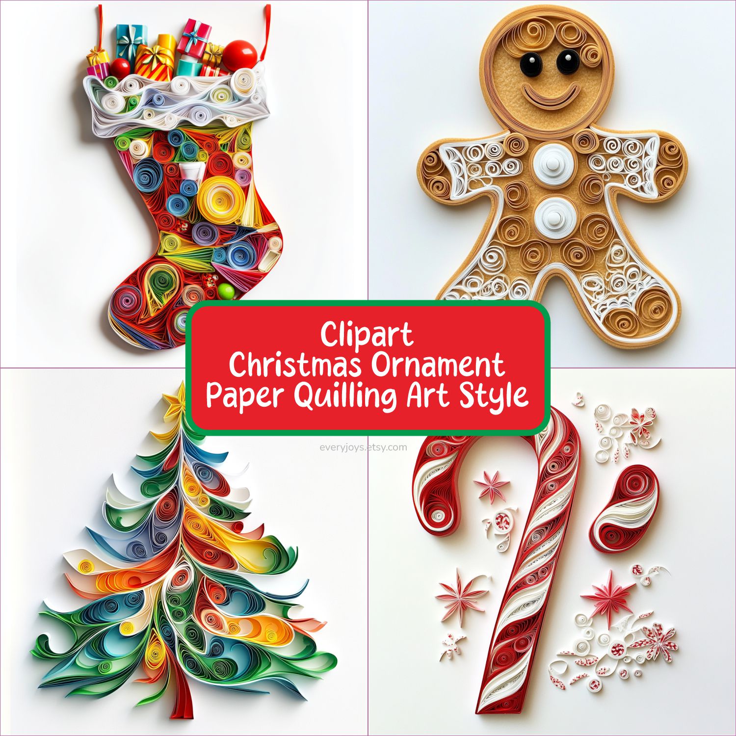 Clipart Christmast Ornament Paper Quilling Art Style