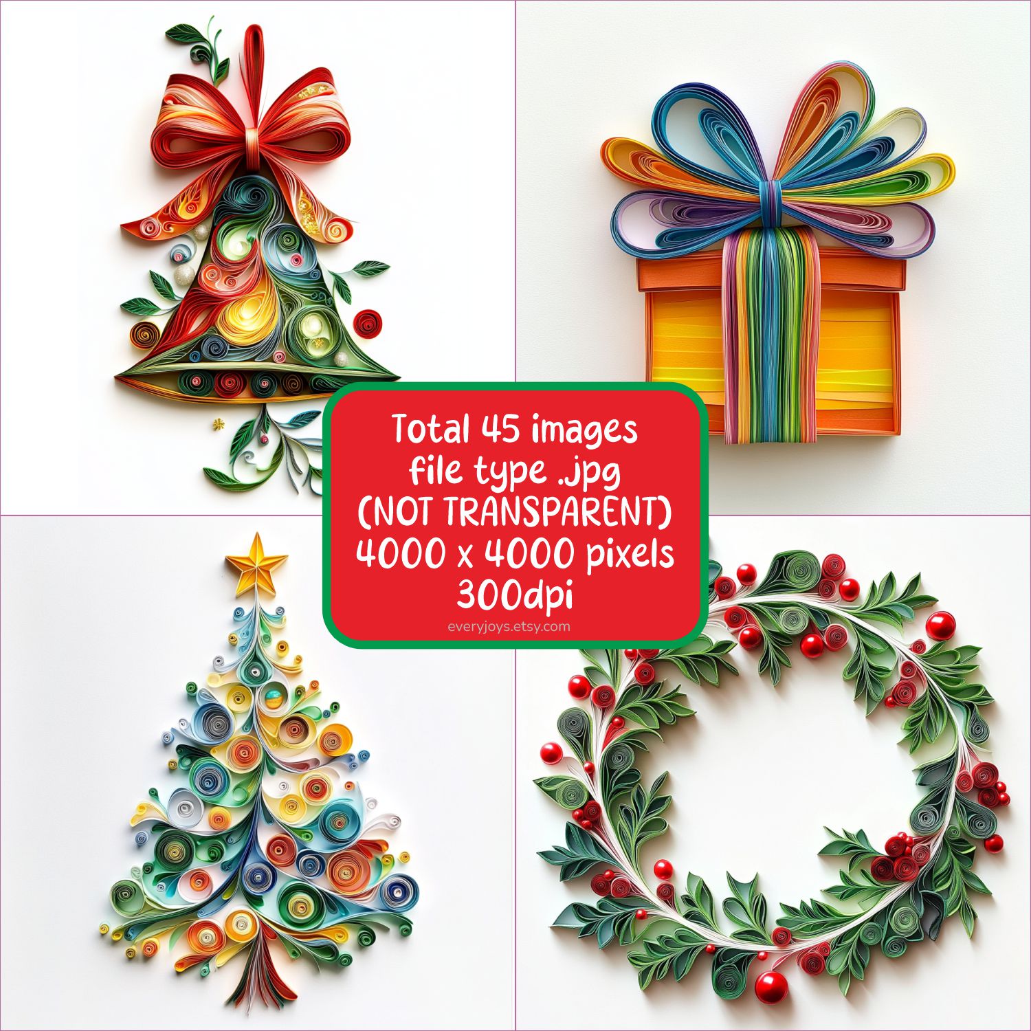 Clipart Christmast Ornament Paper Quilling Art Style