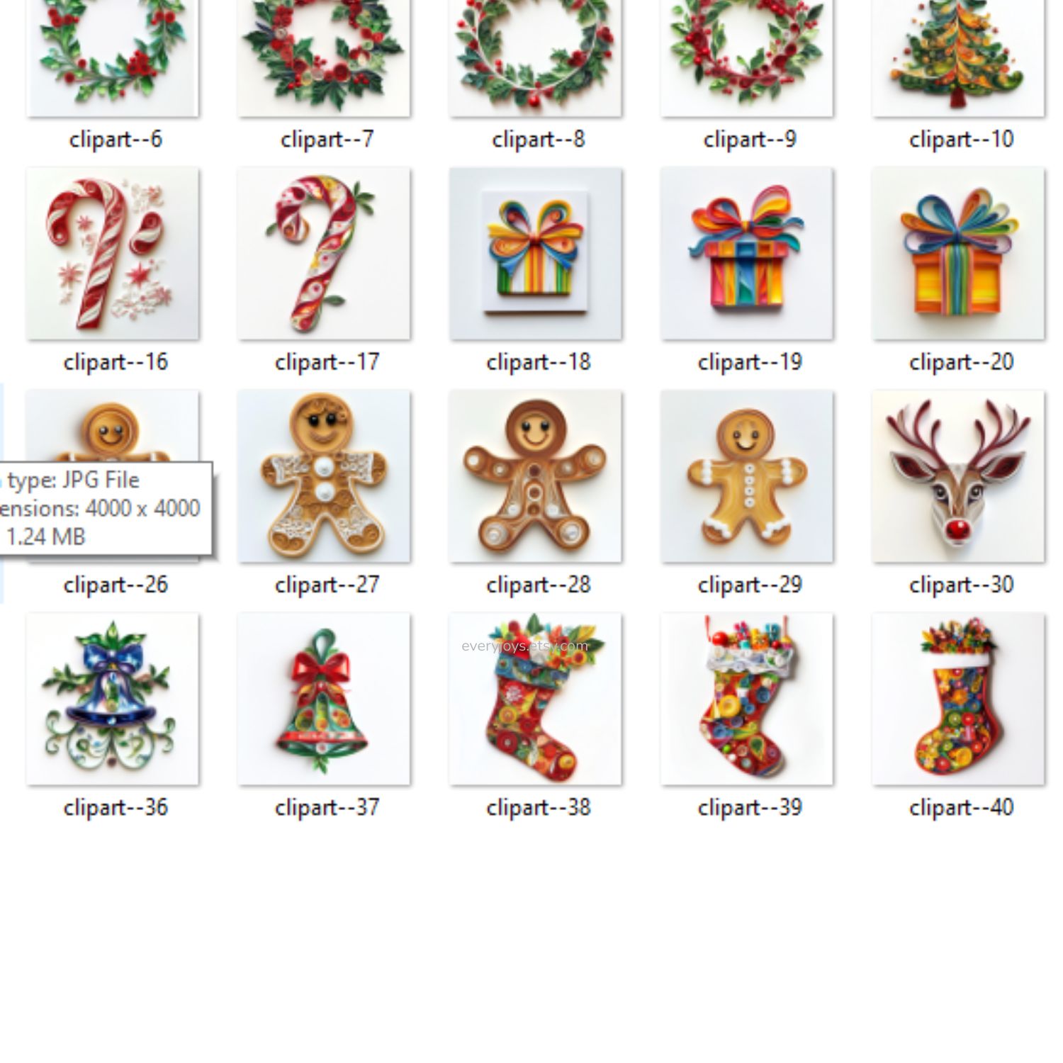 Clipart Christmast Ornament Paper Quilling Art Style