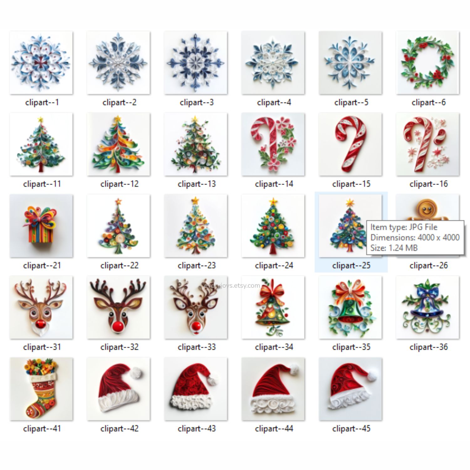 Clipart Christmast Ornament Paper Quilling Art Style