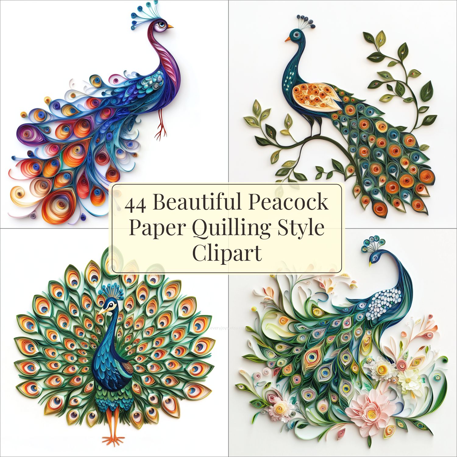 Beautiful Peacock Paper Quilling Art Style