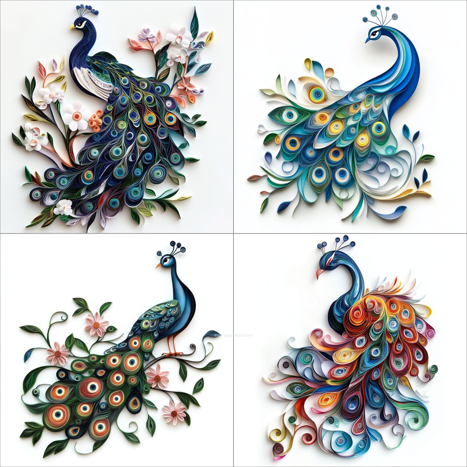 Beautiful Peacock Paper Quilling Art Style