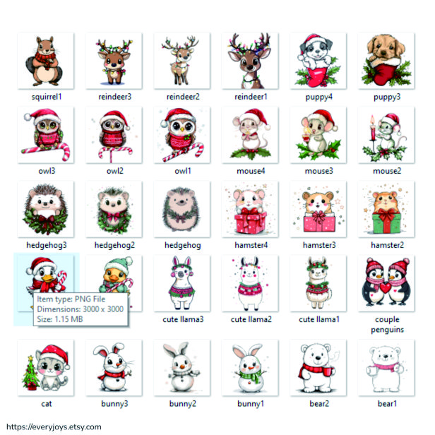 Festive Animals Clipart Art cute clipart christmas