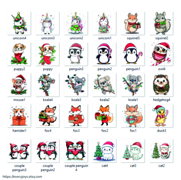 Festive Animals Clipart Art cute clipart christmas