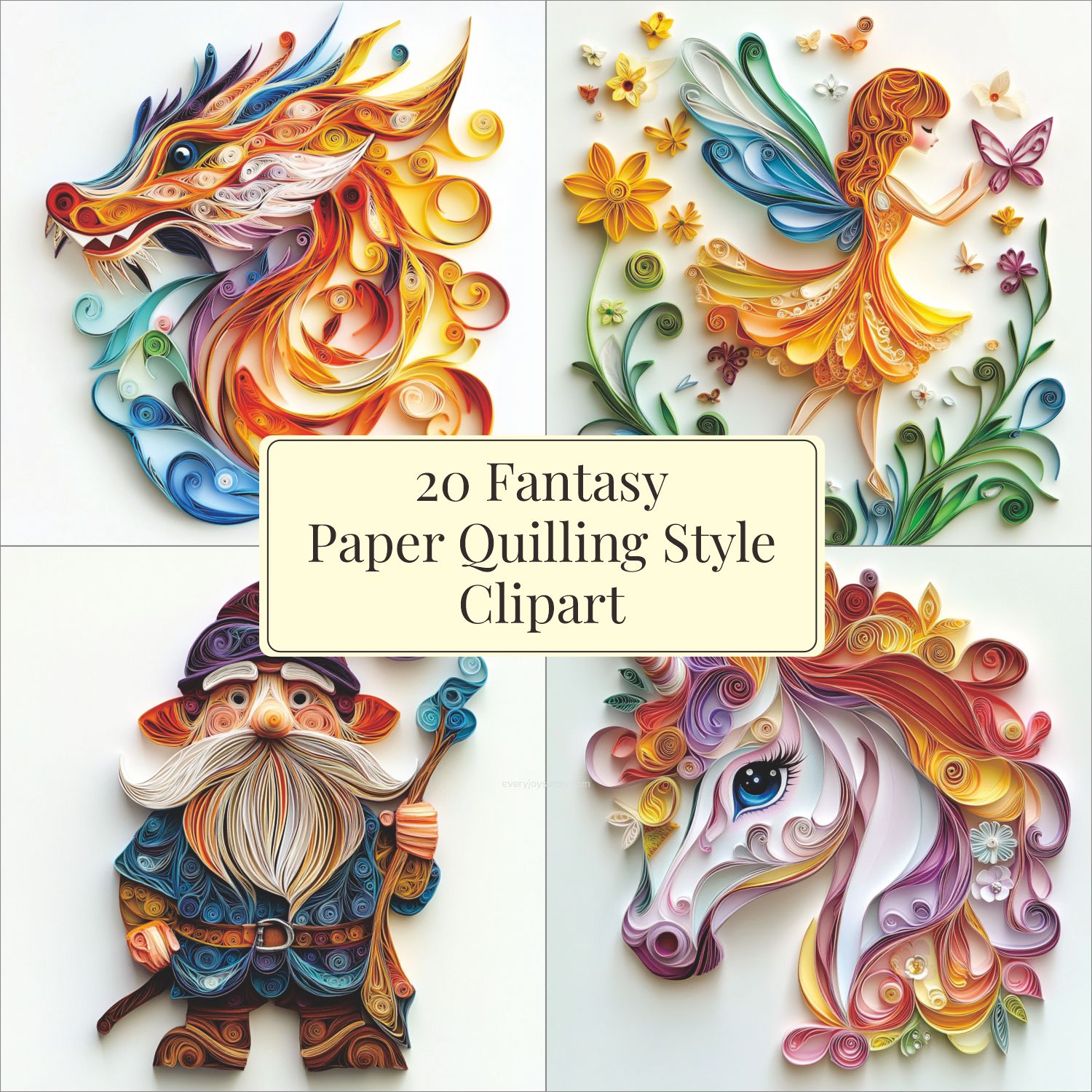 Unicorn Fantasy Paper Quilling Art Style